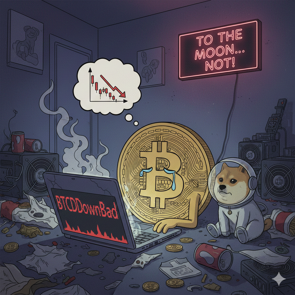 Bitcoin falling and bleeding, symbolizing market downturn